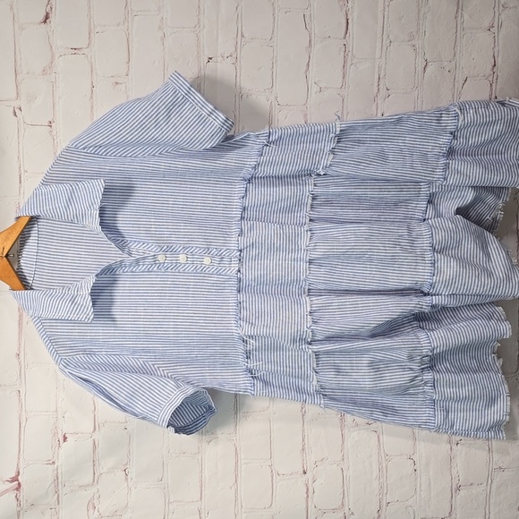 Source Unknown Dresses & Skirts - Blue and White Striped Layered Dress Womens Size L